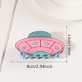Pinza para el pelo OVNI rosa y verde azulado de 9cm x 4.8cm para peinados creativos - Rosa y Verde Azulado