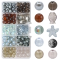 DIY jewelry kit featuring gradient glass beads and sea charms in a 10-grid storage box - Ink Grey approx 180pcs