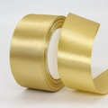Champagne gold satin ribbon roll with high glossy finish on a white plastic core - 4cm x 22m / N186# Gold