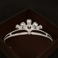 Elegant silver baroque crown with teardrop rhinestones for bridal weddings and parties - Style HG-066