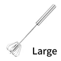 Large size semi-automatic stainless steel whisk with polished handle and whisk head - Manual / Large / Silver