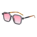 Occhiali da sole quadrati grigi con lenti rosa sfumate e stanghette tartarugate - Rosa antico