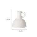 Nordic white ceramic vase with textured surface and circular side handles, 25cm height - HP697 Geometric Ring Handle / White