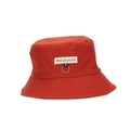 Red bucket hat with embroidered label and decorative metal ring for sun protection - Burgundy