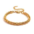 Golden stainless steel woven chain bracelet with 17cm length and lobster clasp - Classic Braided Chain Style (JDB201444)
