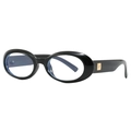 Retro oval sunglasses with black frames, blue-light lenses, and golden square accents - Black Frame Anti-Blue Light