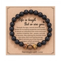8mm black matte and tiger eye stone bead bracelet with inspirational gift card - Matte Tiger Eye With Card Style