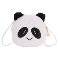 Cute panda plush crossbody bag for kids featuring a soft white fleece finish and gold puller - White Panda / White