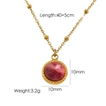 14K vergoldete Edelstahlkette mit rundem rotem Edelsteinanhänger und kleinen Goldperlen - Rhodonit