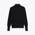 Vue de dos d'un pull en maille noire à col roulé avec poignets côtelés, style d'hiver - S / Noir