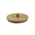 Portable acrylic cotton swab holder with round natural bamboo lid and handle - Replacement Bamboo Lid