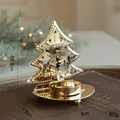 Golden Christmas tree tealight holder with star cutouts and Merry Christmas text - Christmas Tree Style (Without Candle)