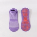 Purple breathable yoga socks with orange anti-slip silicone dots on soles - Medium Purple