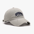 Distressed cotton baseball cap in olive green with NVRMND embroidery for outdoors - Adjustable / Blue-Grey