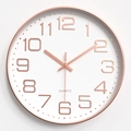 Orologio da parete moderno 12 pollici oro rosa con movimento al quarzo silenzioso tondo - Cornice Oro Rosa Quadrante Bianco Lettere Oro Rosa