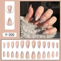 Unghie finte a mandorla olografiche sfumate rosa nude, set da 24 pezzi effetto laser Y-200 - Stile Glitter Laser Rosa Nude (Y-200)