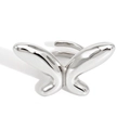 Anillo abierto de mariposa plateado minimalista con acabado pulido y banda ajustable - Mariposa Plateada (PB625)