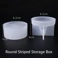 Silicone mold for round striped storage box, base 4cm and lid 6cm height, 8.2cm diameter - Stripe Storage Box