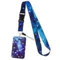 Starry galaxy themed neck lanyard with matching ID card holder and lobster clasp - Bright Nebula Set (YZ20-39)