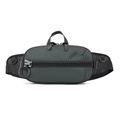 Charcoal grey tactical waist bag featuring heavy-duty zippers and metal ring pulls - Gray