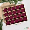 Set di 20 palline di Natale in velluto floccato bordeaux in una scatola kraft - Set da 20 Pezzi / Borgogna