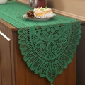 Green lace table runner with intricate floral patterns for Nordic home Christmas decor - 33cm*92cm / Green