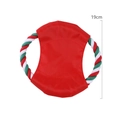 Dog cotton rope frisbee toy with red fabric disc and colorful braided knots, 19cm size - B13115-Style 5 (Christmas Frisbee 19cm)