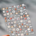 Graffiti puppy and bow nail art sticker M-1180 with cute cartoon puppy motifs - M1180-Flat + Jelly Effect