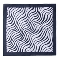 Modern black and white zebra pattern square cotton bandana with dark solid borders - Black and White Ripple (A)