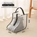 White mesh dust bag for short boots with black trim and convenient top handle - Short Boot Bag Black Edge