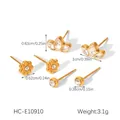 Vista dettagliata con dimensioni e peso di tre paia di orecchini a lobo in oro e zirconi - Set di Orecchini a Lobo a Fiore con Zirconia Marquise in Oro 18K (HC-E10910)