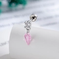 Surgical steel cartilage stud with pink rhombus crystal and clear round gemstone - Single Piece / Pink (A1047-3#)