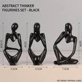 Set of 3 black Nordic abstract thinker statues made of resin for modern office decor - 3pcs Set Black
