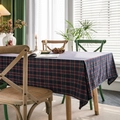 Classic red, blue, and white plaid tablecloth for rectangular tables in a cozy dining setting - Heart Grid - Navy / 60*60cm