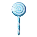 Ornamento natalizio a lecca-lecca blu con spirale glitterata bianca su fondo bianco - Blu