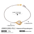 Bracciale con ciondolo a cuore in acciaio inox argento con bordo dorato e catena 17cm - Stile Bicolore Oro Argento (JDB0212001-PS-2)