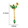 Gold crown cartilage stud earring with green marquise stones and zircon tassel - Gold Green