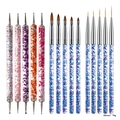 Set di 15 pennelli per nail art con manici in acrilico glitterato e penne a punta - 15 Pezzi / Set di penne per unghie 01
