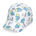 White kids baseball cap featuring blue cartoon dinosaurs and SMALL but STRONG text - 52-54cm / #23 (Dinosaur Small but Strong)