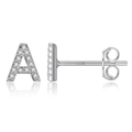 Sparkling S925 sterling silver letter A stud earring with pave-set zircon crystals - Silver A
