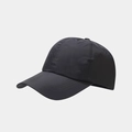 Detail view of black breathable quick-dry baseball cap with six-panel stitching design - Dark Gray