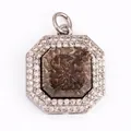 Octagon copper plated gold pendant with square brown stone and sparkling crystals - Lake Blue M847419-10