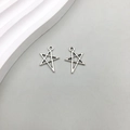 Pair of antique silver star pendants with hollow woven pattern for jewelry DIY - 1Pc Antique Silver Star 13*18mm