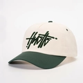 Gorra de béisbol bicolor con corona blanco roto, visera verde y bordado de Hustle - Talla única / Crema/Verde Oscuro