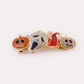 Halloween pumpkin and ghost hair clip with gold alloy and sparkling rhinestones - Pumpkin Head Style / Golden Pumpkin