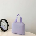 Minimalist purple insulated lunch bag for girls with sturdy handles and zipper closure - Purple