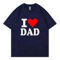 Dark blue oversized T-shirt with white I love DAD graphic and a red heart pattern - XS / Navy (I Love Dad)
