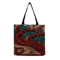 Foldable tote bag with a mosaic octopus print in red-brown and orange colors - Mosaic Style Reddish-brown Octopus Pattern (hm4540b)