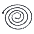 Classic black titanium steel flat curb chain necklace with secure lobster clasp for men - Black