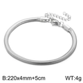 Silver stainless steel snake chain bracelet 4mm width with lobster clasp and extension - 4mm x 22cm + 5cm / Steel